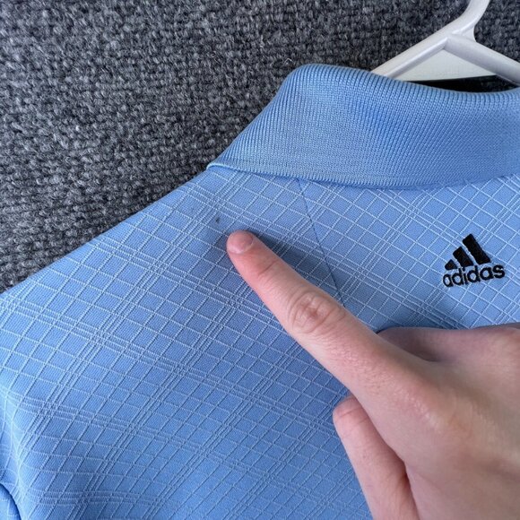 Adidas Golf Climacool Polo Shirt Short Sleeve Blue Geometric Men’s Casual Top - Picture 12 of 12